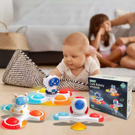 3PCS Baby Fidget Spinner Space With Suction Cup Spin Bath Windmill Play set Toy