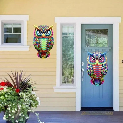 4PCS Magnetic Metal Owl Wall Decor Garden Fence Hanging Art Ornament