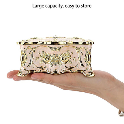 Vintage Alloy Jewellery Box, Trinket Organiser, Ring Necklace Storage Case, Gift Present