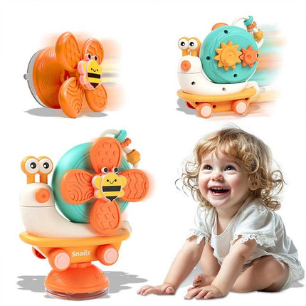 4 in 1 Baby Fidget Spinner Snail Windmill Set Suction Cup Infant Fun Bath Toy
