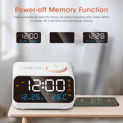 LED Digital Alarm Clock Time Calendar Temperature FM Radio Snooze Desk Clocks