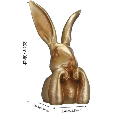 Spring Rabbits Easter Decoration, 8 Inch Vintage Gold Resin Bunny Statue, Home Decor & Gift