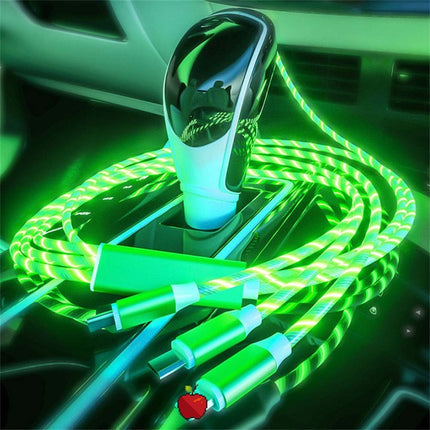 4Pcs 1M LED Flowing Light Charging Cable, 3 in 1 Multi Connector Charger Cord