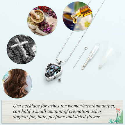 3PCS Abalone Shell Guitar Pick Ashes Urn Necklace - Music-Themed Memorial Pendant
