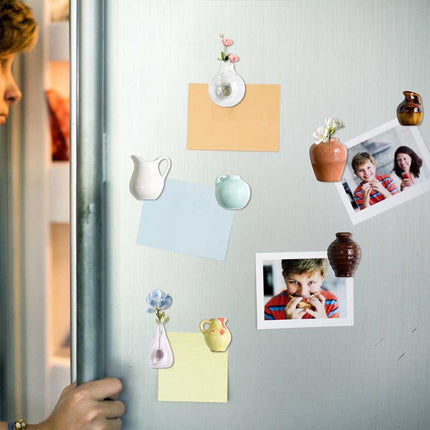 3D Flower Vase Refrigerator Magnets (Vase Only, No Flowers), 8-Piece Set, Home Decor Accessories
