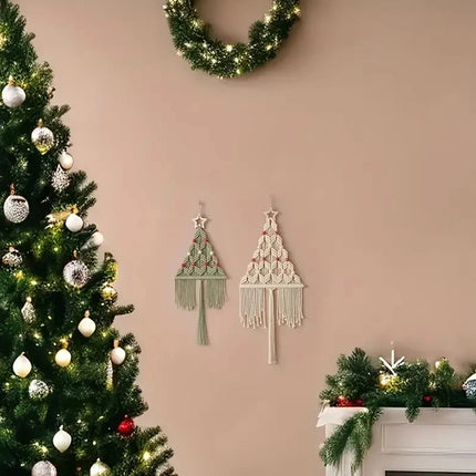 2pcs Knitted Christmas Tree DIY Kit , Wall Hanging Decor, Festive Gift