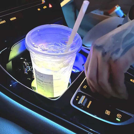 2Pcs RGB LED Car Cup Holder Light Mats Universal Interior Drink Coaster Lights