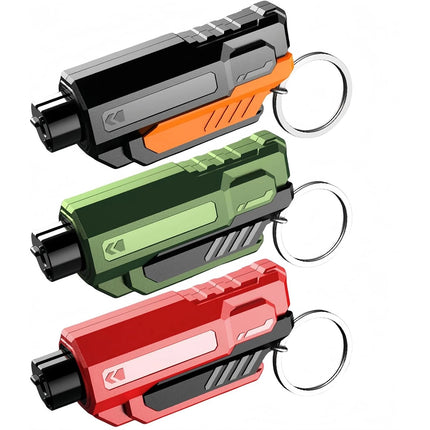 3PCS 2 in 1 Car Emergency Escape Hammer Keychain, Window Glass Breaker & Seatbelt Cutter Tool
