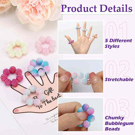 5 Pack Beaded Sensory Finger Rings, Stress Relief Fidget Rings for Autism ADHD
