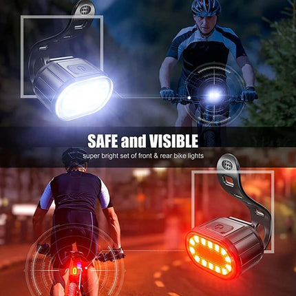 2PCS Super Bright Bike Light Set, Front & Rear LED Lights, Waterproof Bicycle Torch Lamps for Safe Night Riding