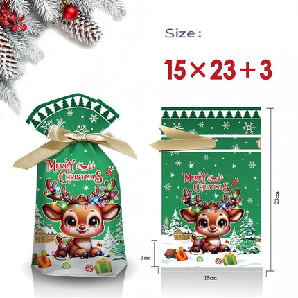 50PCS Christmas Wrapping Bags - 3 Cute Patterns Festive Gift Bags for Christmas Day, 15X23CM Portable Gift Bags Perfect for Holiday Presents
