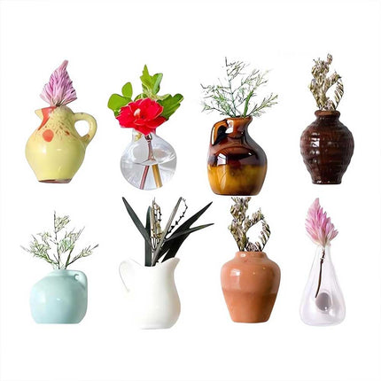 3D Flower Vase Refrigerator Magnets (Vase Only, No Flowers), 8-Piece Set, Home Decor Accessories