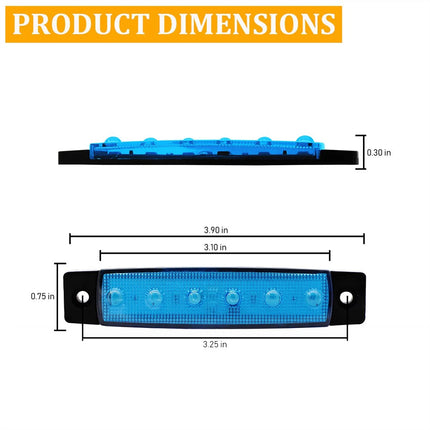 10Pcs Marine Boat 6LED Deck Courtesy Lights Waterproof Blue Stern Transom Light