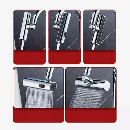4‑in‑1 Sink Tap Spray Head Attachment, 360° Rotating Waterfall Anti‑Splash Kitchen Faucet Nozzle