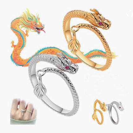 Dragon's Tail Qiankun Lucky Ring, Adjustable Wrap Dragon Rings, Dragon Tail Wrap