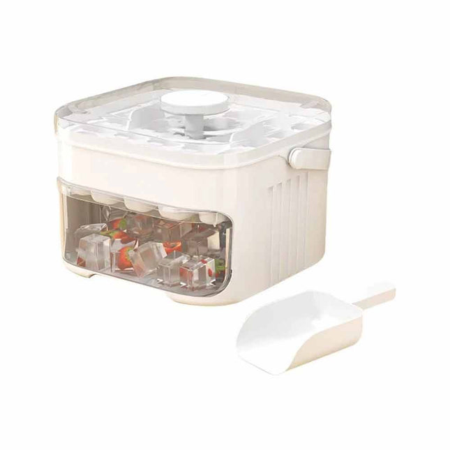 50-Cube Ice Maker with Easy Press Cap Double Layer Ice Cube Maker for Refrigerator