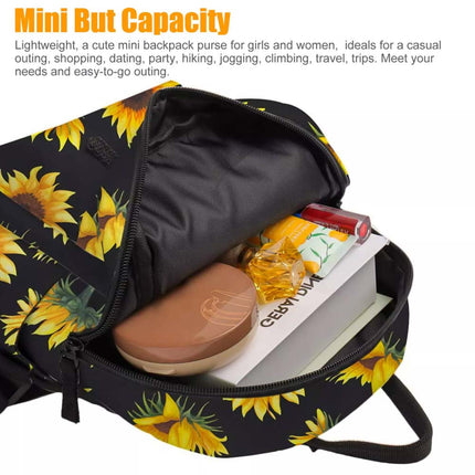 Mini Sunflower Pattern Women Backpack Crossbody Handbag