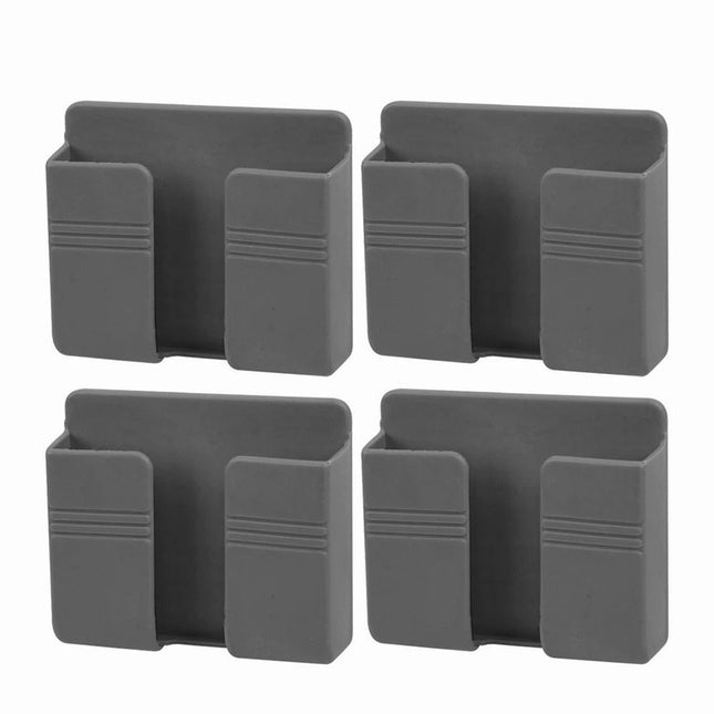 4Pcs Wall Mounted Remote Control Storage Rack Mobile Phone Holder Home Decor
