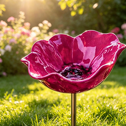 Metal Bird Bath Garden Stake, 15cm Iron Bird Feeding Station, Outdoor Flower Decor