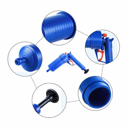 Drain Cleaner High Pressure Compressed Blaster Pump Manual Plunger Sink Pipe