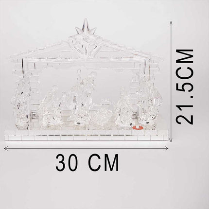 Acrylic Light‑Up Nativity Scene Centerpiece with LED Colour Changing & Christmas Music