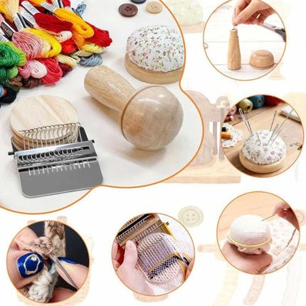 Mini Darning Loom & Mushroom Knit Patch Kit – DIY Weaving Repair Tools for Handcraft