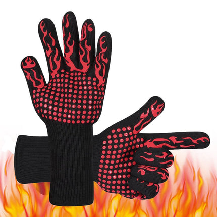 2x1472°F Heat Proof Resistant Oven BBQ Gloves 35cm Kitchen Cooking Silicone Mitt