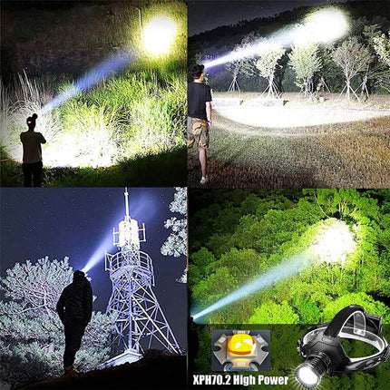 Bright Waterproof Head Torch Headlight LED CREE USB Rechargeable w/ 3X Batteries