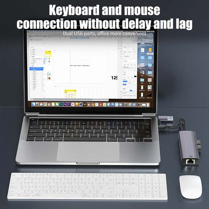 1000Mbps 5-in-2 Type-C to USB 3.0 Ethernet RJ45 LAN Gigabit Adapter