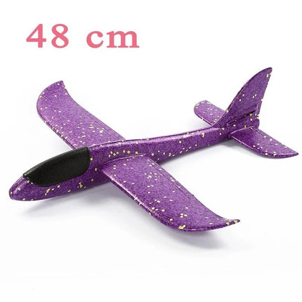 48CM Foam Glider Stunt Plane, Hand Thrown Outdoor Toy with Headlight, Color Random