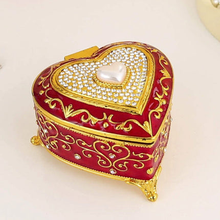 Vintage Alloy Jewellery Trinket Box, Ring & Necklace Storage Organiser, Gift Present