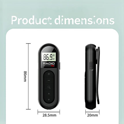 Rechargeable Mini FM Radio Portable Clip On Design for Racing Tour Guide Outdoor Use