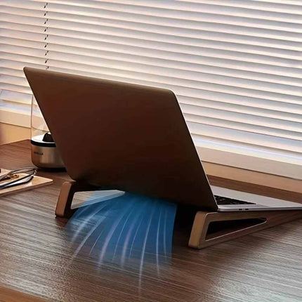 2x Portable Foldable Wooden Laptop Stand - Ergonomic 12° Adjustable Angle