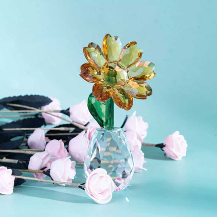 Crystal Sunflower Ornament Glass Flower Tabletop Decor