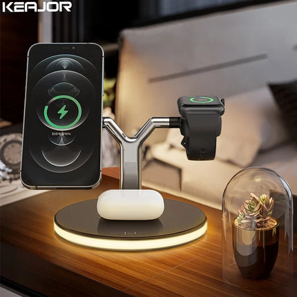 3‑in‑1 Wireless Charging Dock Station, Multi‑Device Wireless Charger for Smart Watch & Mobile Phone
