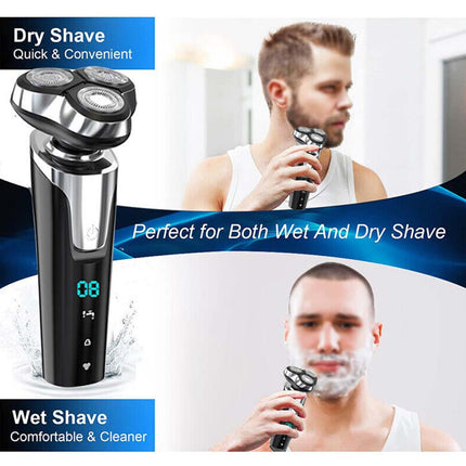 Mens Electric Shaver Dry/ Wet Cordless Razor USB Rechargeable Rotary