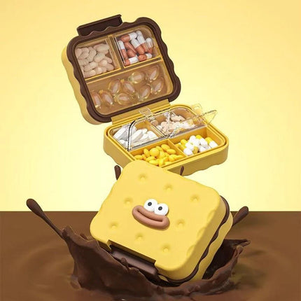 Cute 7-Compartment Pill Box Waterproof, Damp-Proof Mini Travel Pill Case