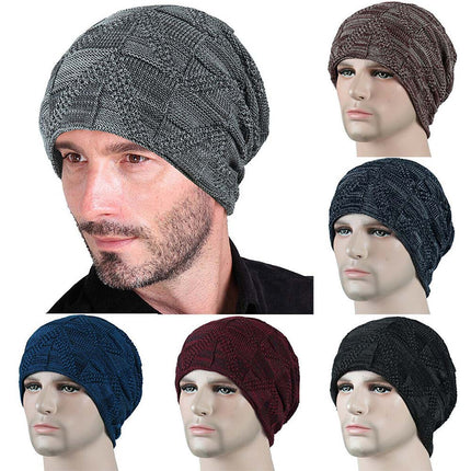 Men Knitted Thermal Slouch Beanie Hat Winter Fleece Lined Warm Skull Ski Cap