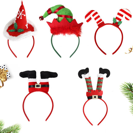 Christmas Elf‑Hat Headband with Santa Legs Ornament, Festive Party Headwear Decoration