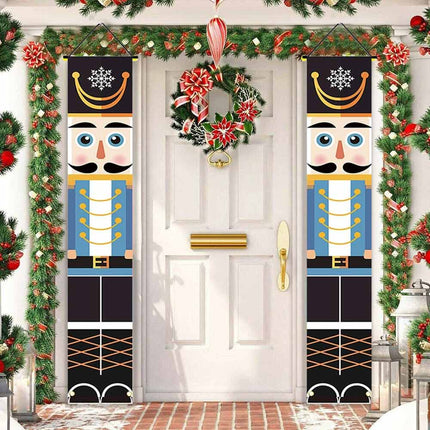 1.8M Nutcracker Soldier Door Banner Set, Merry Christmas Xmas Front Door Hanging Decoration