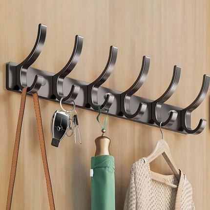 6 Hooks Aluminum Coat Clothes Door Holder Rack Key Hooks Wall Mounted Hanger