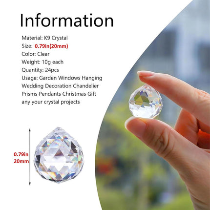 12pcs Crystal Prism Ball Rainbow Maker Window Prisms Hanging Pendant Suncatcher