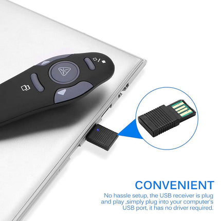 Wireless USB Presenter PowerPoint Pointer Clicker Pen Laser PPT Remote Control