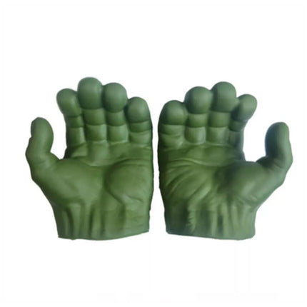 Pair of Green Plush Smash‑Fist Gloves, Kids Role‑Play Soft Toy Gloves for Party Cosplay