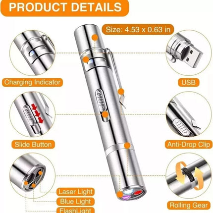 7 in 1 Multi UV Laser Pointer Pen Cat Dog Pet Play Toy Beam USB Rechargeable