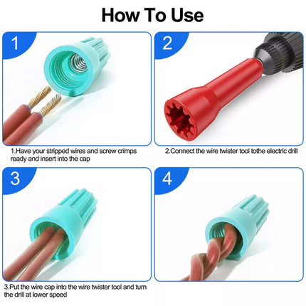 3Pcs Wire Stripper & Twisting Tool with 1/4" Chuck