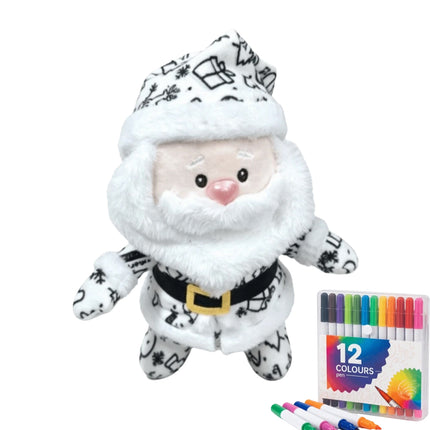 DIY Paintable Blank Santa Claus Plush Toy, Unpainted Christmas Stuffed Doll for Hand‑Painting Craft Project