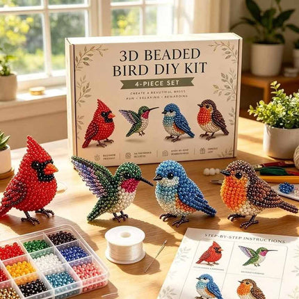 3D Beaded Animal DIY Craft Kit, Cute Animal Bead Embroidery Starter Set, Handmade Beading Project for Adults & Beginners