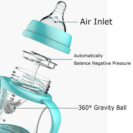 300ml Baby Bottle with Grip Infant Wide-Caliber Baby Feeding Bottles