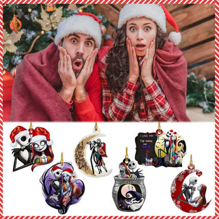 6 Pack The Nightmare Before Christmas Jack &Sally on Tombstone Xmas Tree Pendant